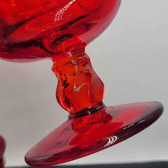 Two Fostoria Jamestown Sherbet Dish Amberina Glass Desert VTG Swirl Rubi Red - Picture 5 of 8